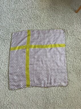 Geoffrey Beene Patterned Square Scarf with Yellow Grid
